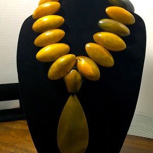 Handmade Horn Necklace (beads from Vietnam). Amazing Statement Piece.
